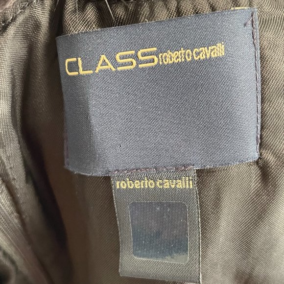 Class Roberto Cavalli Wool Blend Leopard Dress Detachable Fur Collar Size US14 - Picture 3 of 5